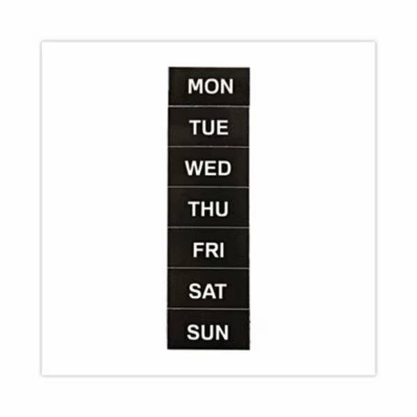 MasterVisi, INTERCHANGEABLE MAGNETIC BOARD ACCESSORIES, DAYS OF WEEK, BLACK/WHITE, 2in X 1in, Bi-Silque, Mfr#: FM1007